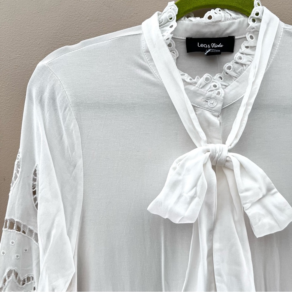 NWT Anthropologie Lace Bow-Neck Blouse - Picture 7 of 12
